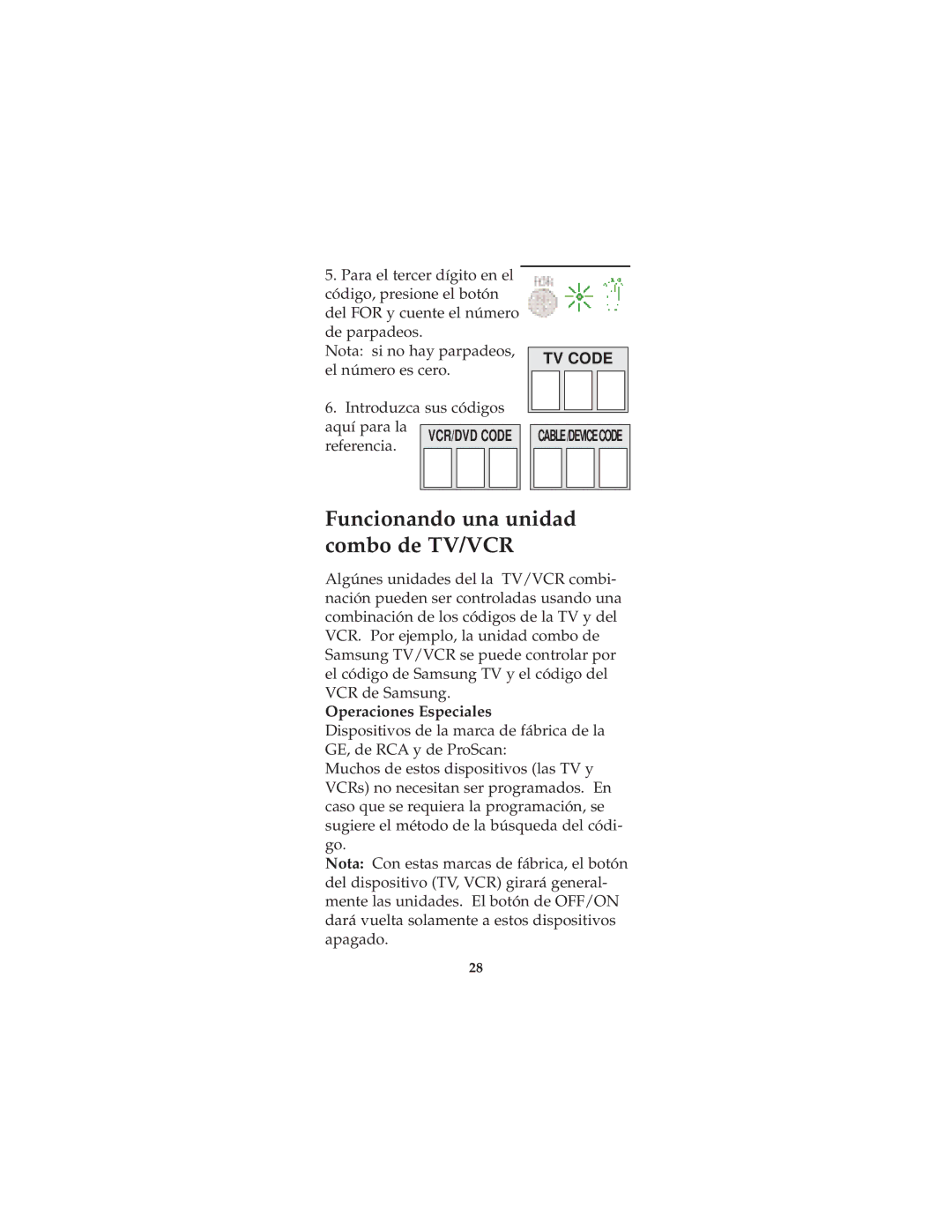 Jasco RM94903 instruction manual Funcionando una unidad combo de TV/VCR, Operaciones Especiales 