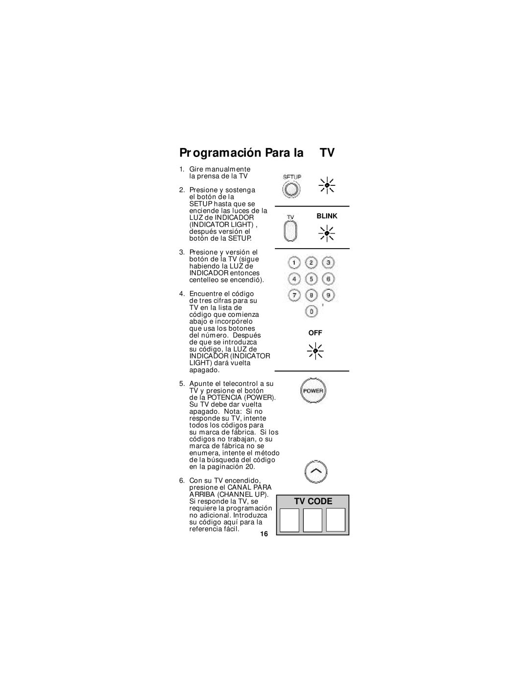 Jasco RM94904 instruction manual Pr ogramación Para la TV 