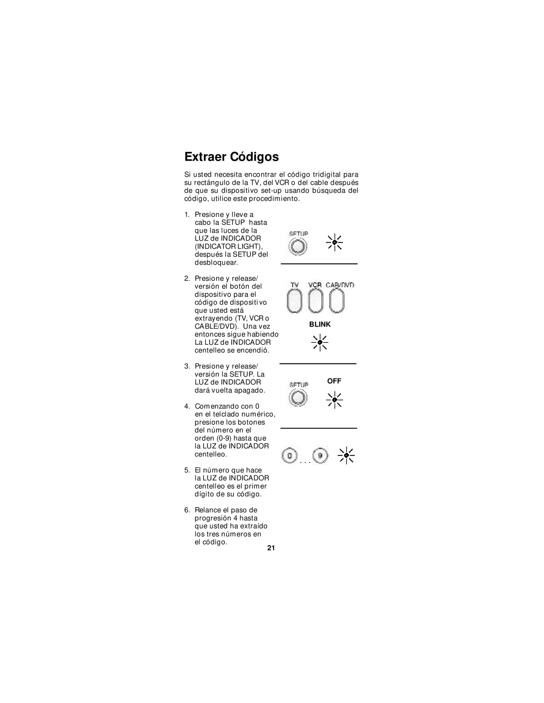 Jasco RM94904 instruction manual Extraer Códigos, Indicator Light 