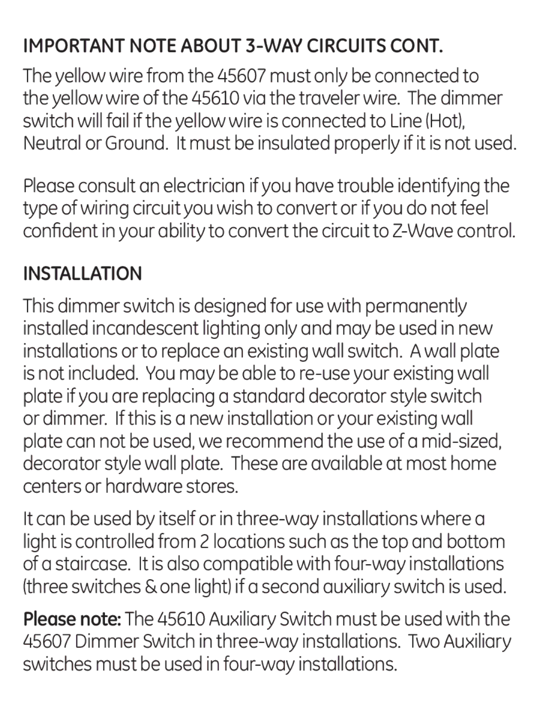 Jasco ZWAVEKIT manual Installation 