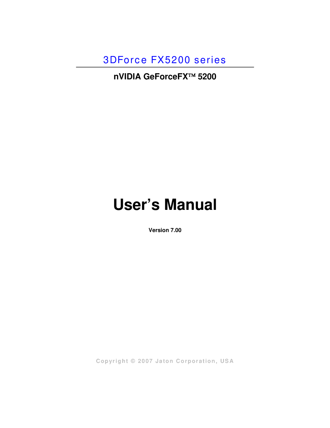 Jaton 5200 user manual User’s Manual 