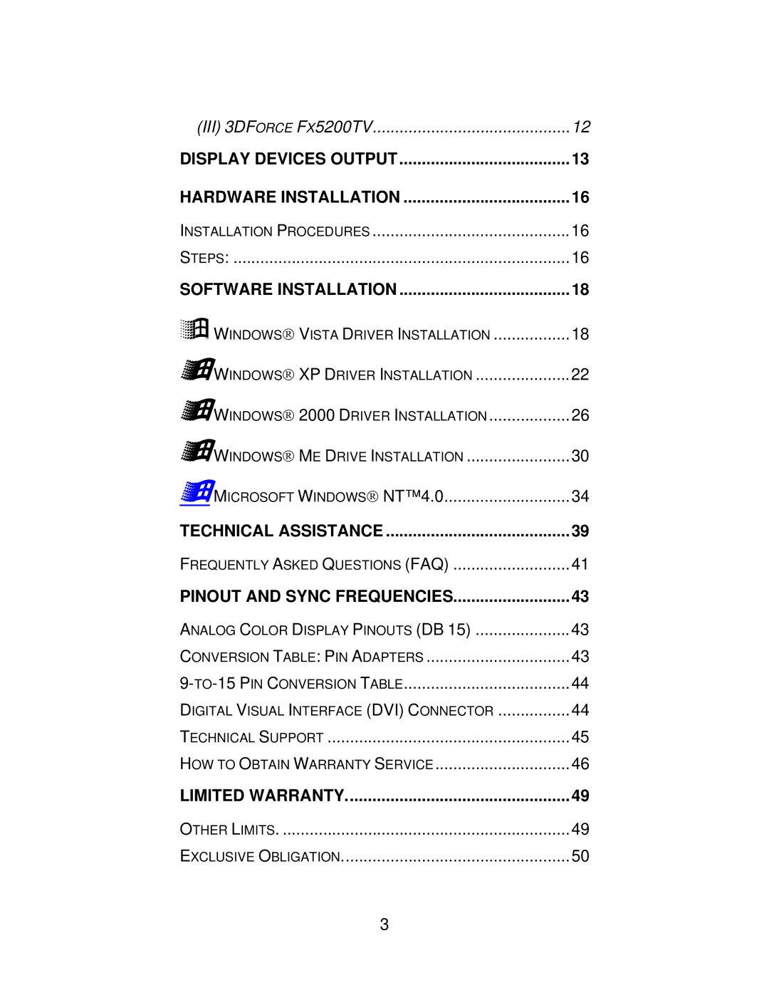 Jaton 5200 user manual Display Devices Output Hardware Installation 