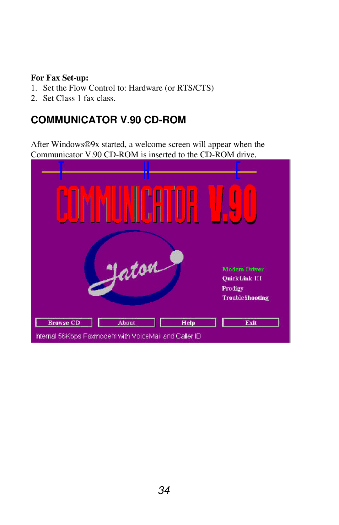 Jaton user manual Communicator V.90 CD-ROM 