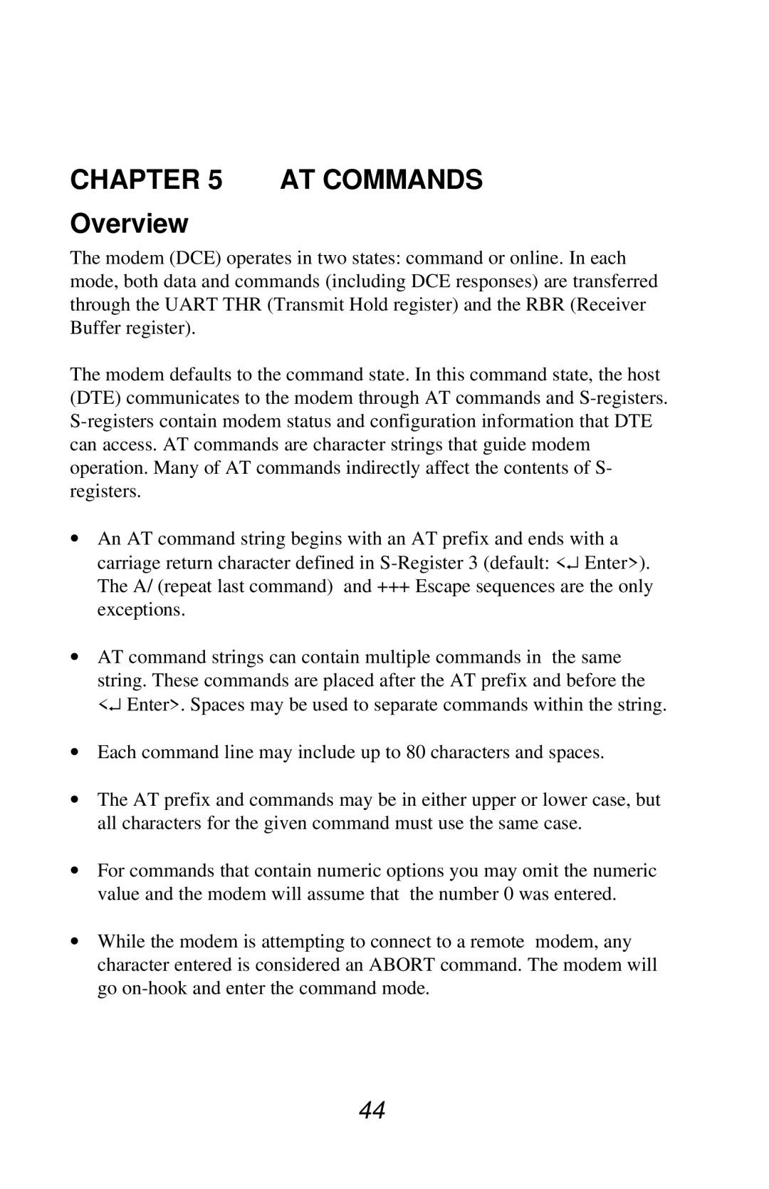 Jaton V.90 user manual AT Commands, Overview 