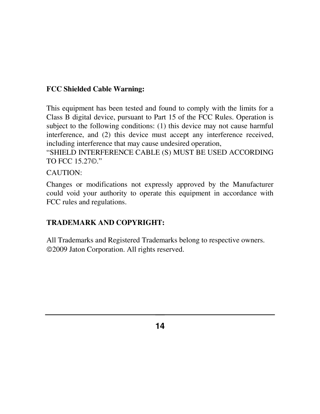 Jaton V.92_LX quick start FCC Shielded Cable Warning, Trademark and Copyright 