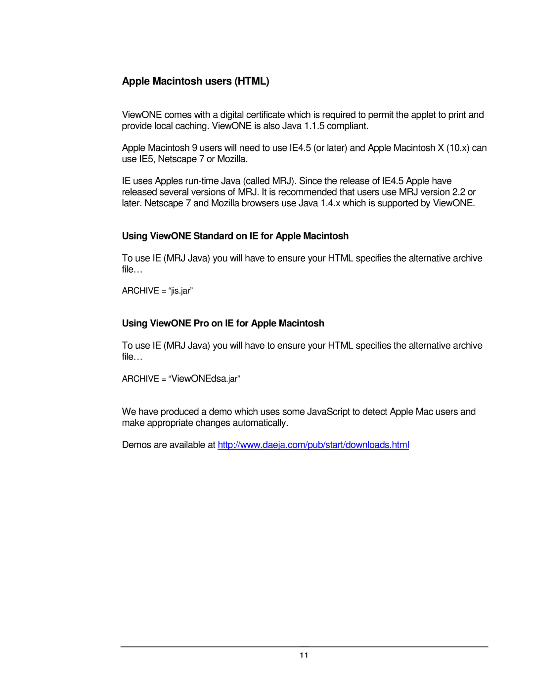 JAVA Tech VERSION 3.0 manual Apple Macintosh users Html, Using ViewONE Standard on IE for Apple Macintosh 