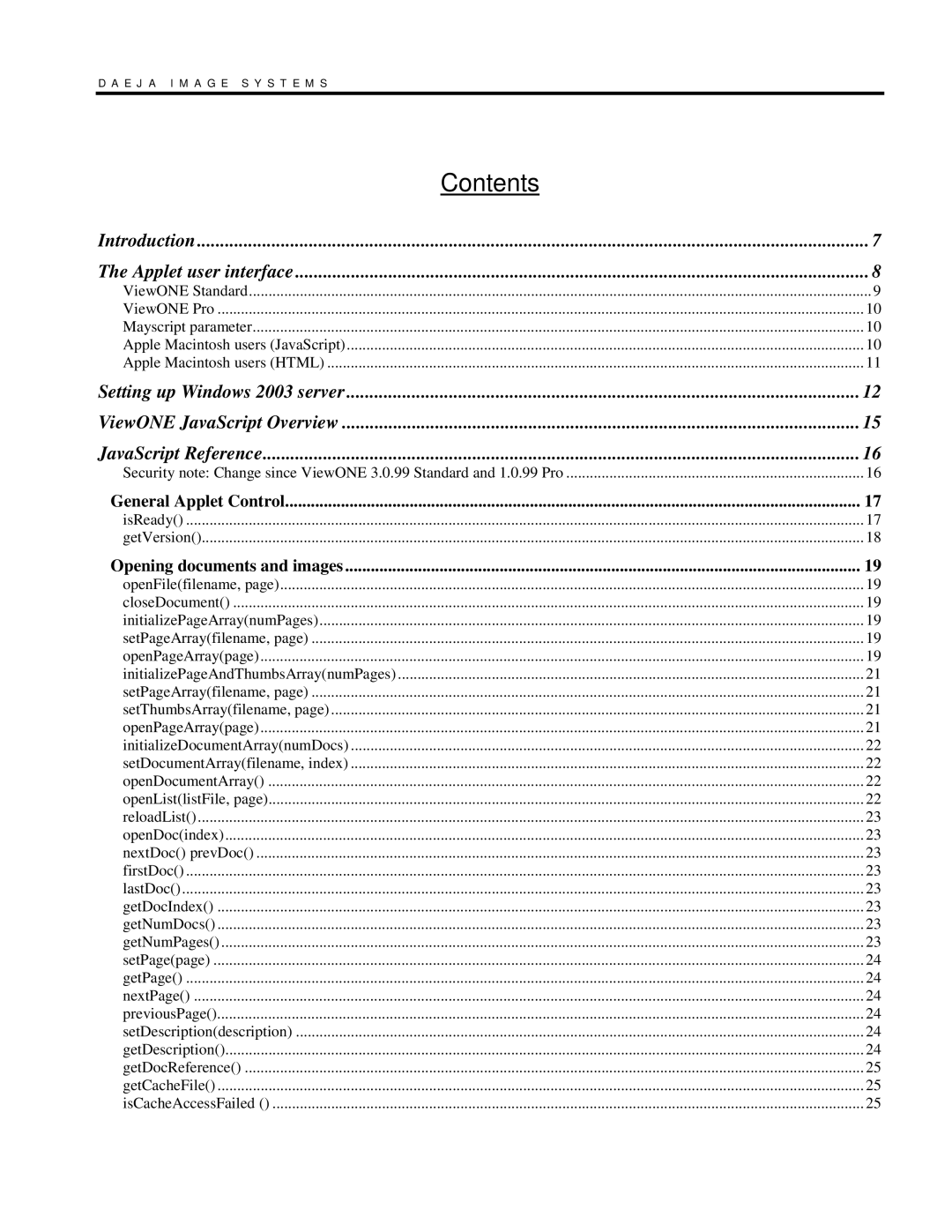 JAVA Tech VERSION 3.0 manual Contents 