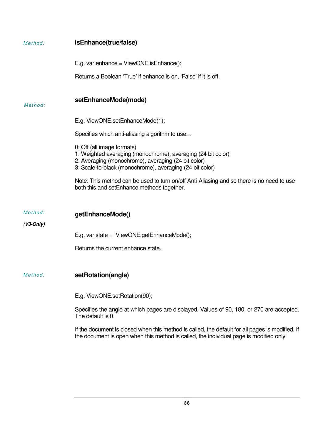 JAVA Tech VERSION 3.0 manual IsEnhancetrue/false, SetEnhanceModemode, GetEnhanceMode, SetRotationangle 