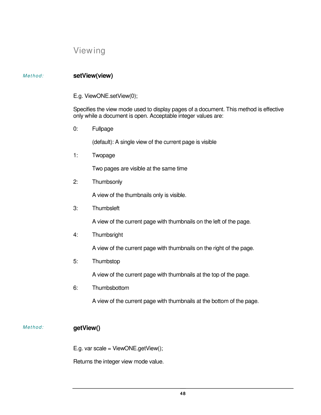 JAVA Tech VERSION 3.0 manual Viewing, SetViewview, GetView 