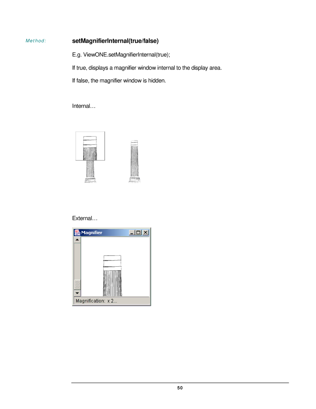 JAVA Tech VERSION 3.0 manual Method setMagnifierInternaltrue/false 