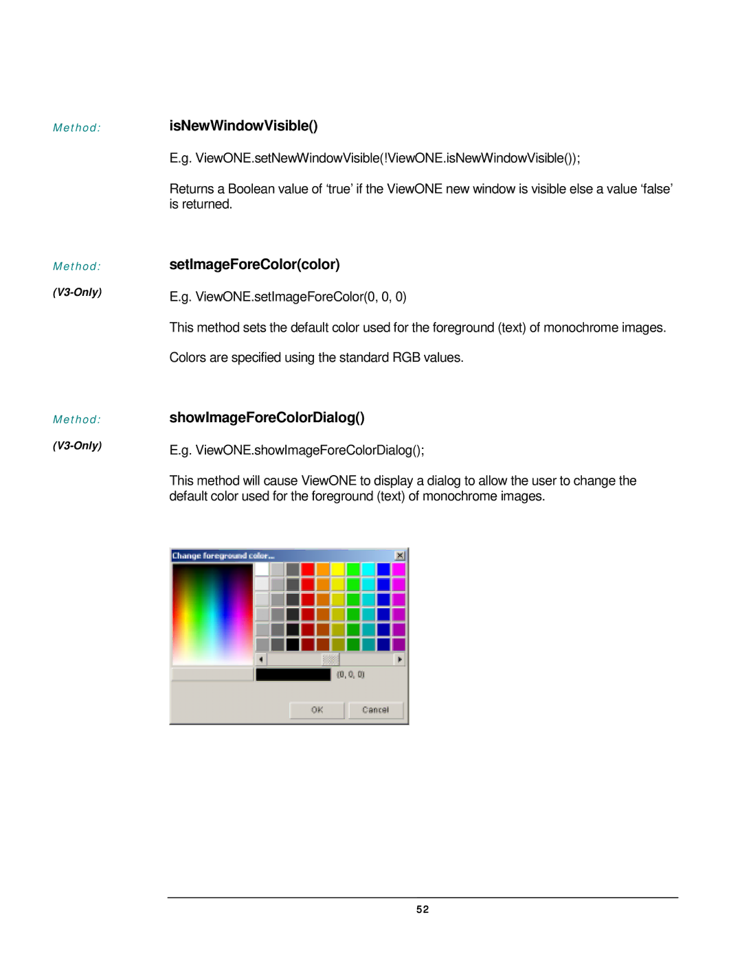 JAVA Tech VERSION 3.0 manual IsNewWindowVisible, SetImageForeColorcolor, ShowImageForeColorDialog 