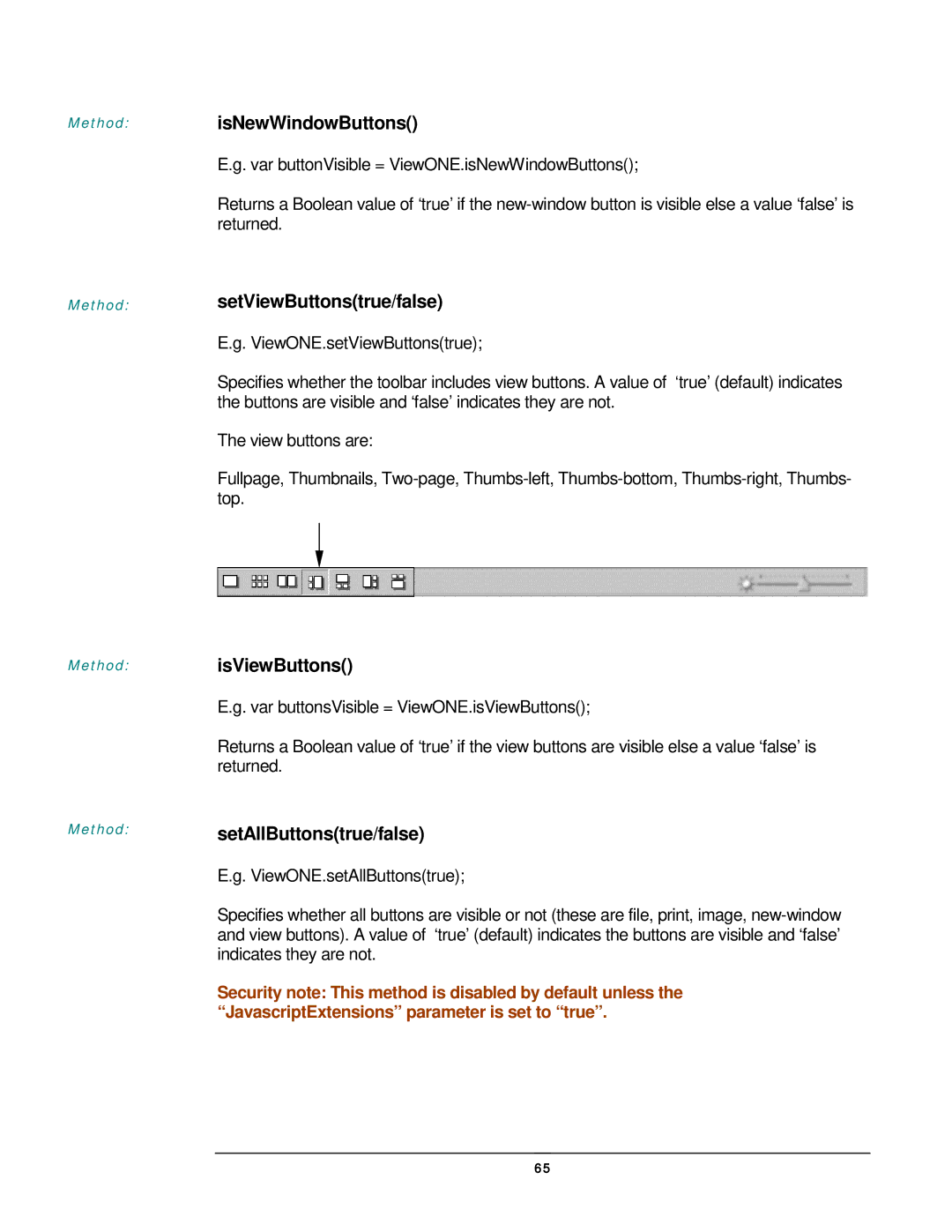 JAVA Tech VERSION 3.0 IsNewWindowButtons, SetViewButtonstrue/false, Method isViewButtons, Method setAllButtonstrue/false 