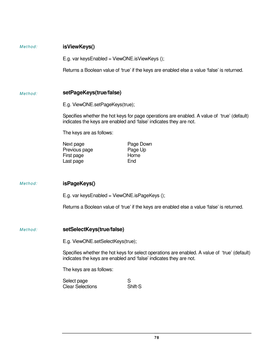 JAVA Tech VERSION 3.0 IsViewKeys, SetPageKeystrue/false, IsPageKeys, SetSelectKeystrue/false, Previous First Home Last End 