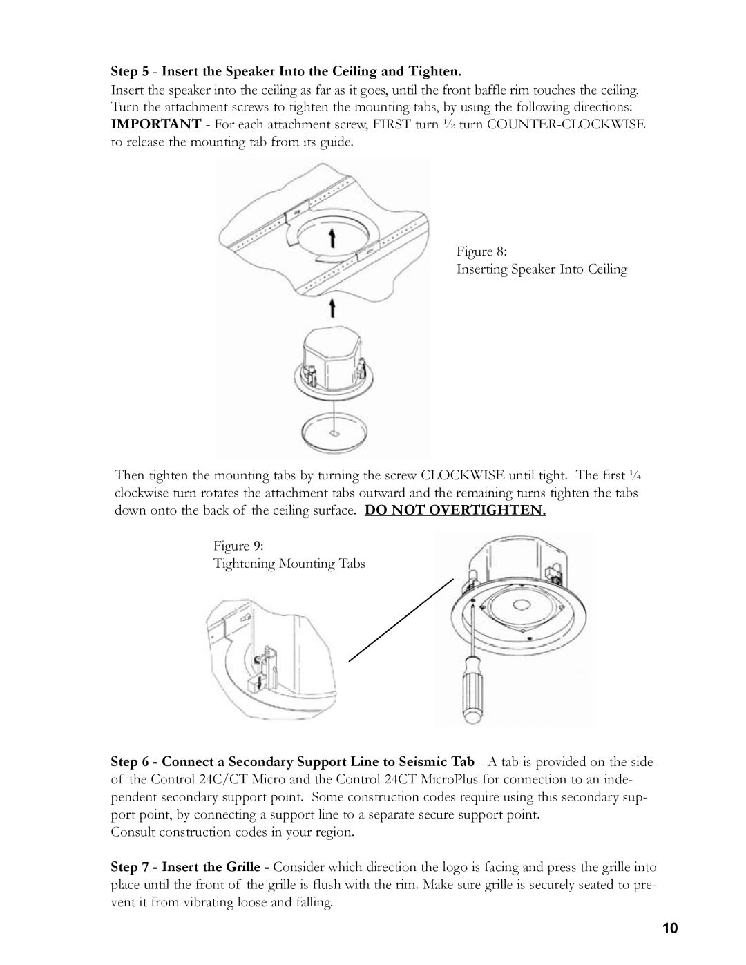 JBL 24C/CT owner manual Insert the Speaker Into the Ceiling and Tighten 