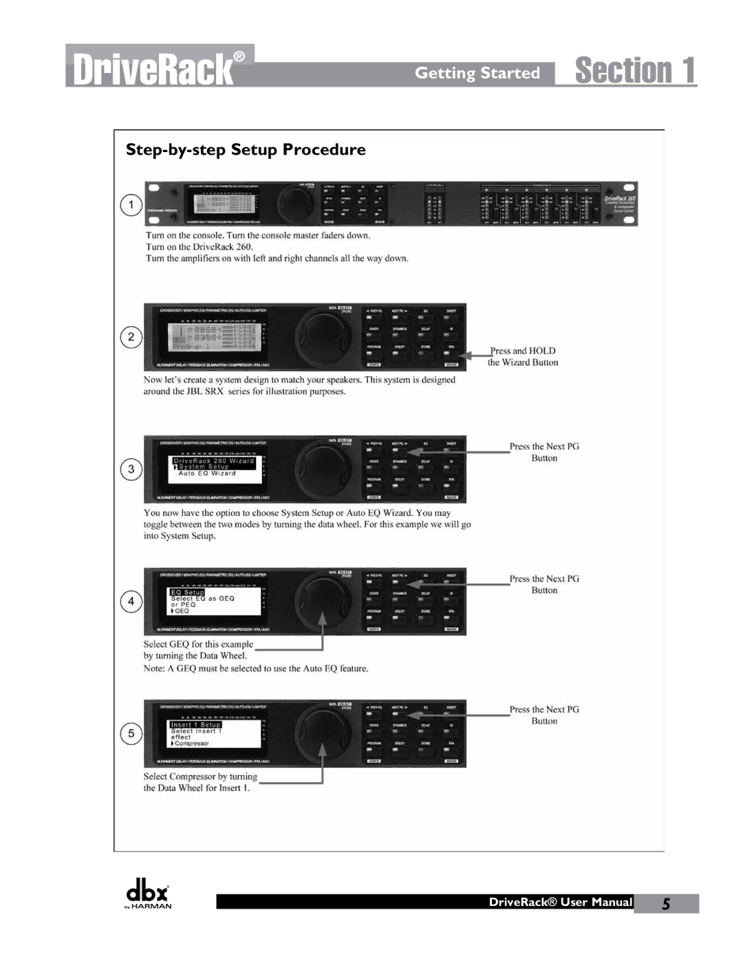 JBL 260 user manual Getting Started 