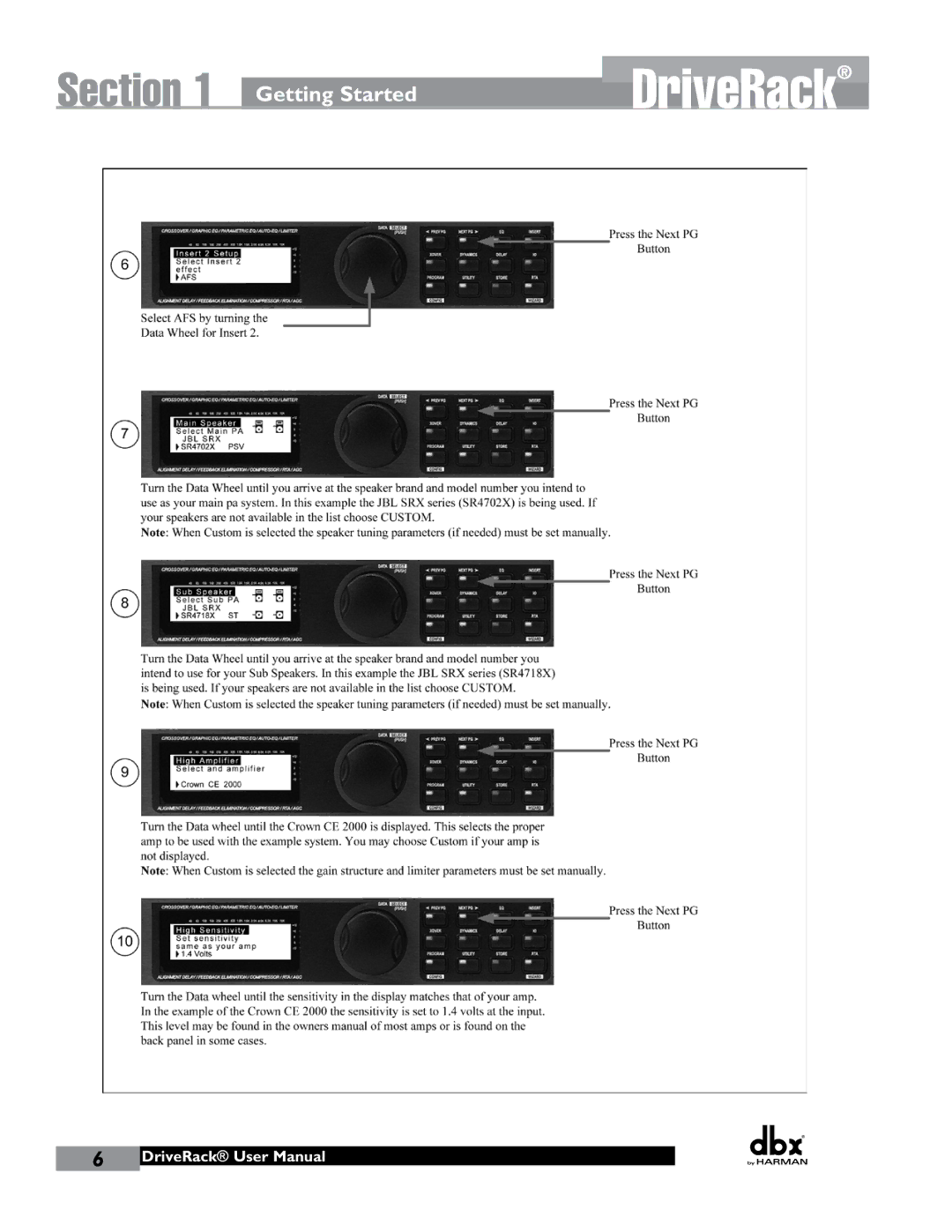 JBL 260 user manual Section 