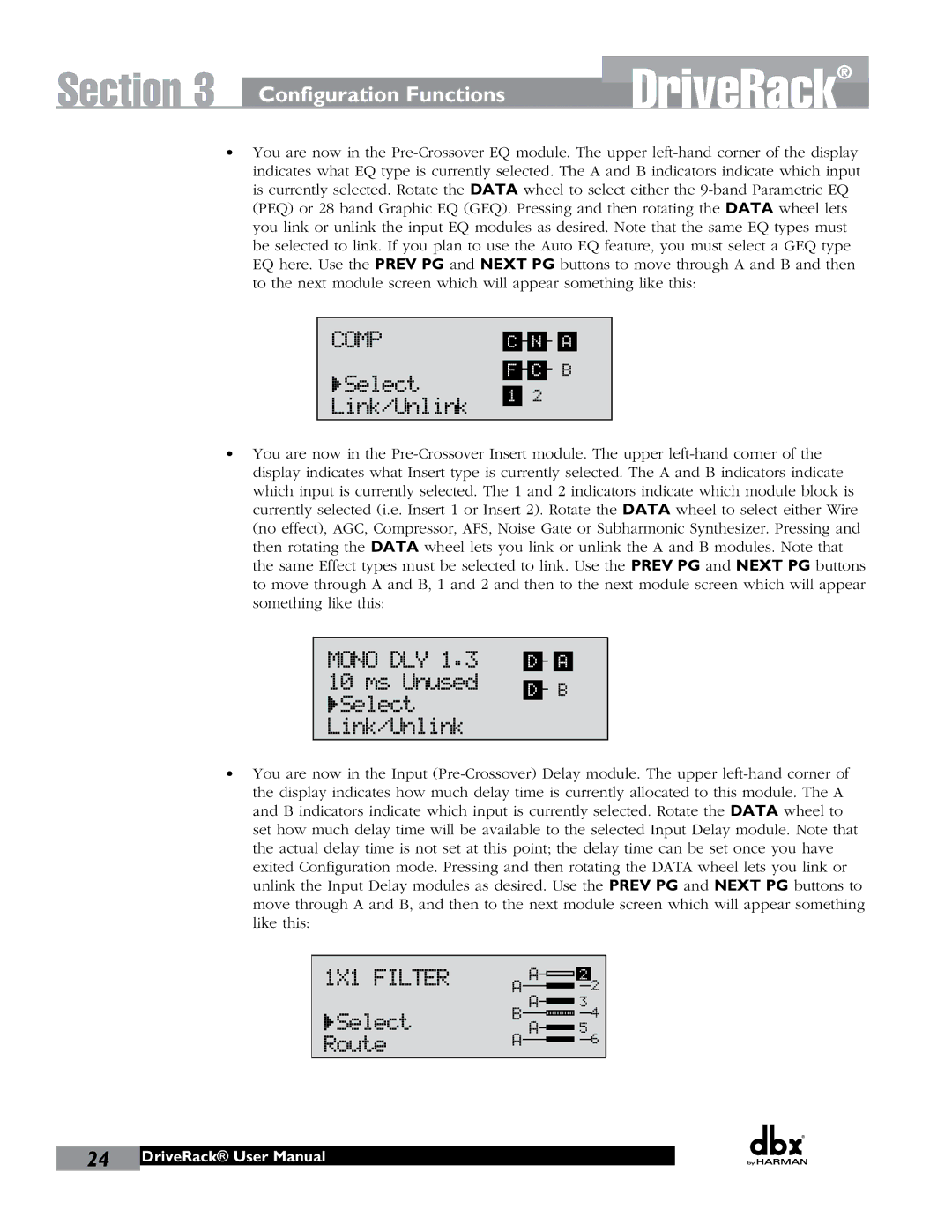 JBL 260 user manual Comp, Select Route 