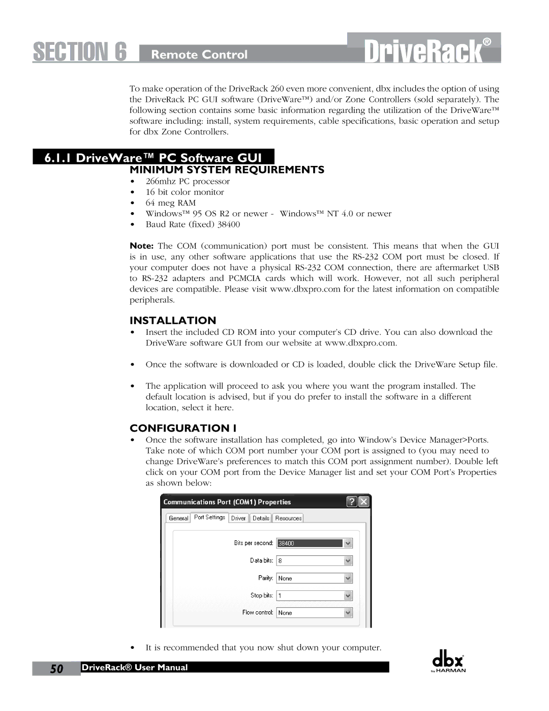 JBL 260 user manual Remote Control, DriveWare PC Software GUI 