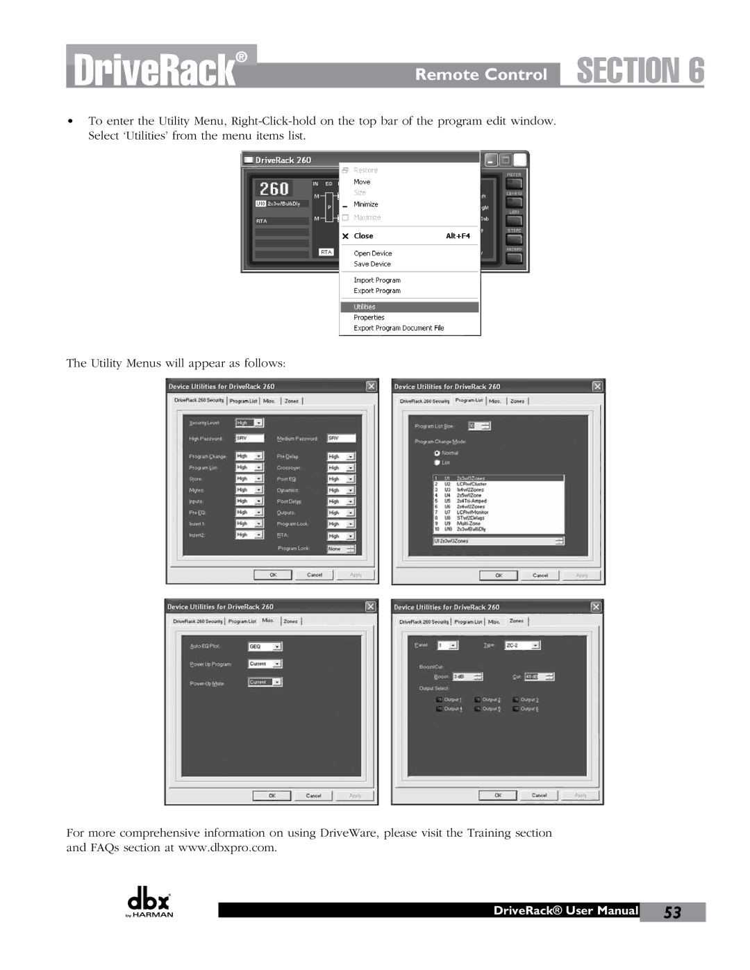 JBL 260 user manual DriveRack 