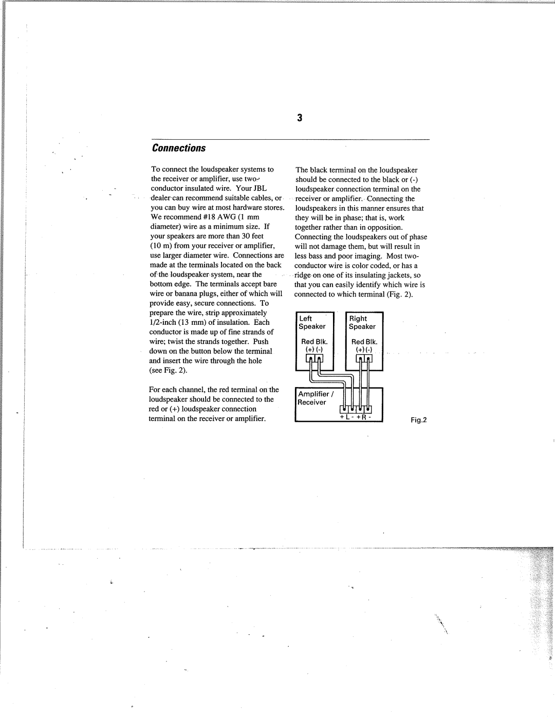 JBL 26OO instruction manual Connections 