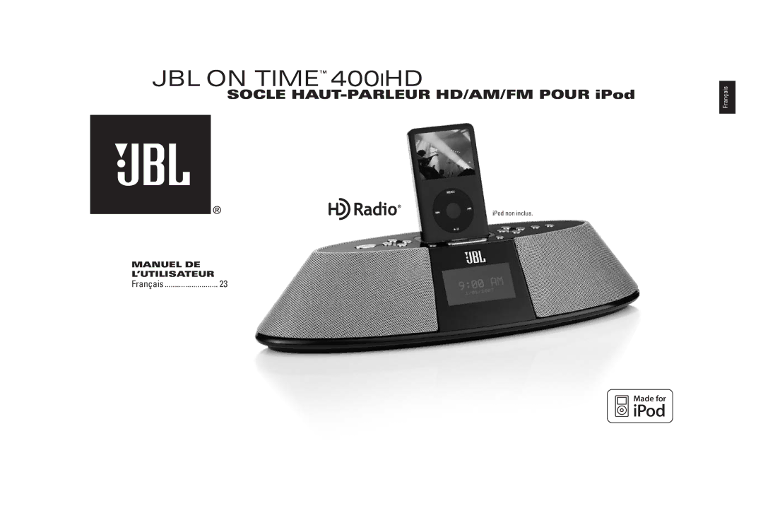 JBL 400IHD manual Socle HAUT-PARLEUR HD/AM/FM Pour iPod 