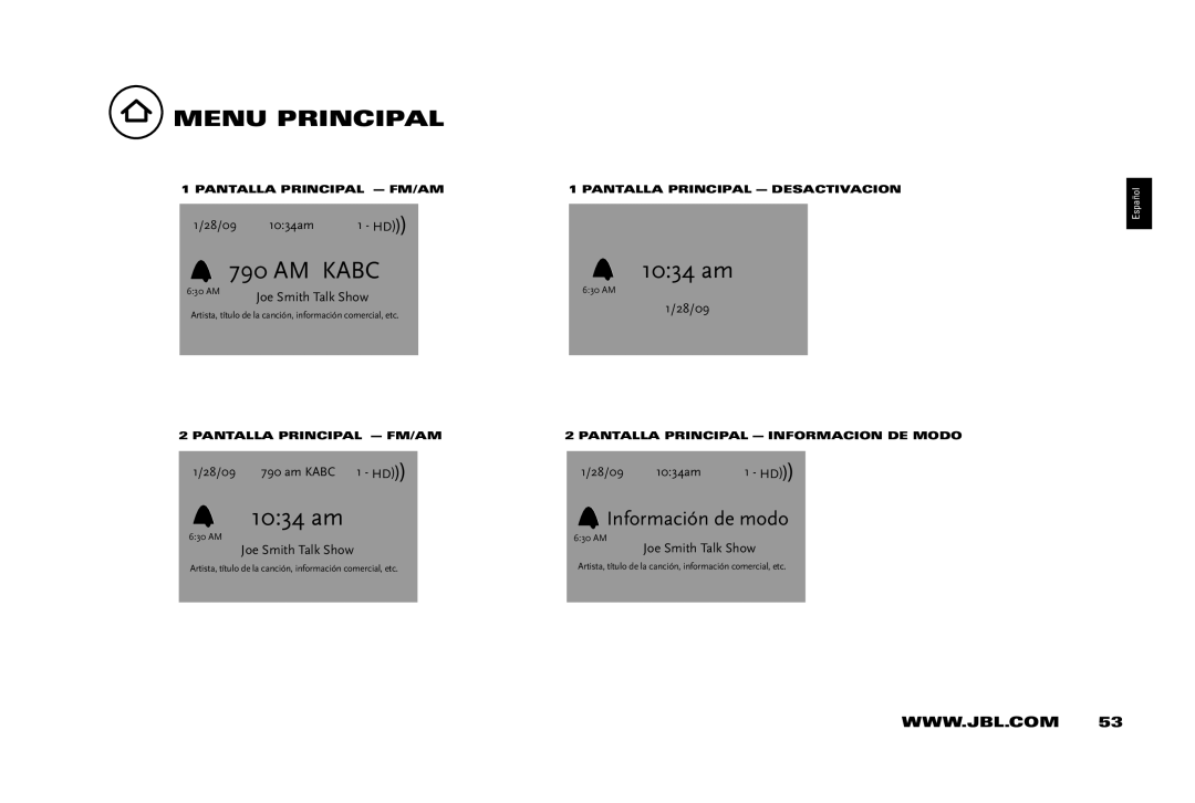 JBL 400IHD manual Información de modo 