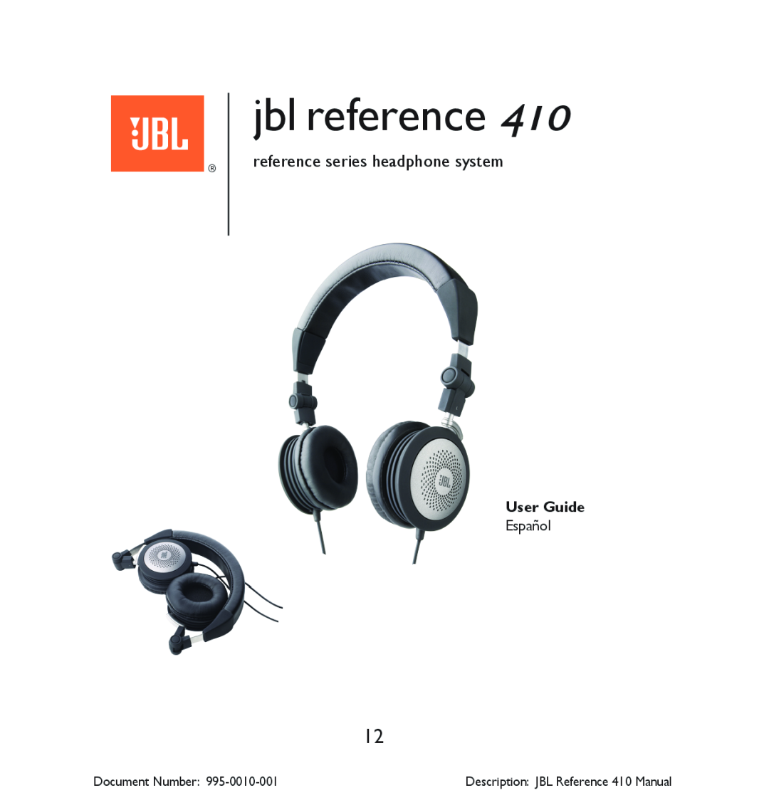 JBL 410 manual reference series headphone system, jbl reference, User Guide, Document Number 