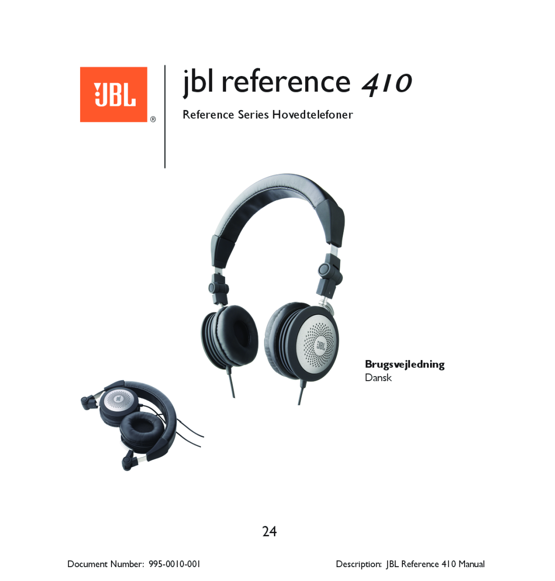 JBL 410 manual Reference Series Hovedtelefoner, Brugsvejledning, jbl reference, Document Number 