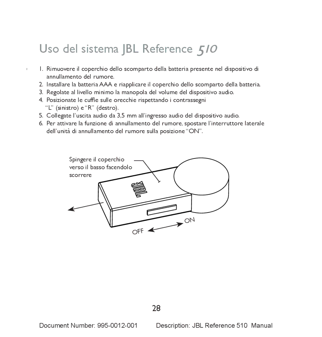 JBL 510 manual Uso del sistema JBL Reference 