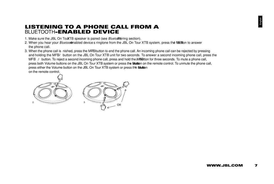 JBL 950-0224-001 manual Listening to a Phone Call From a Bluetooth-Enabled Device 