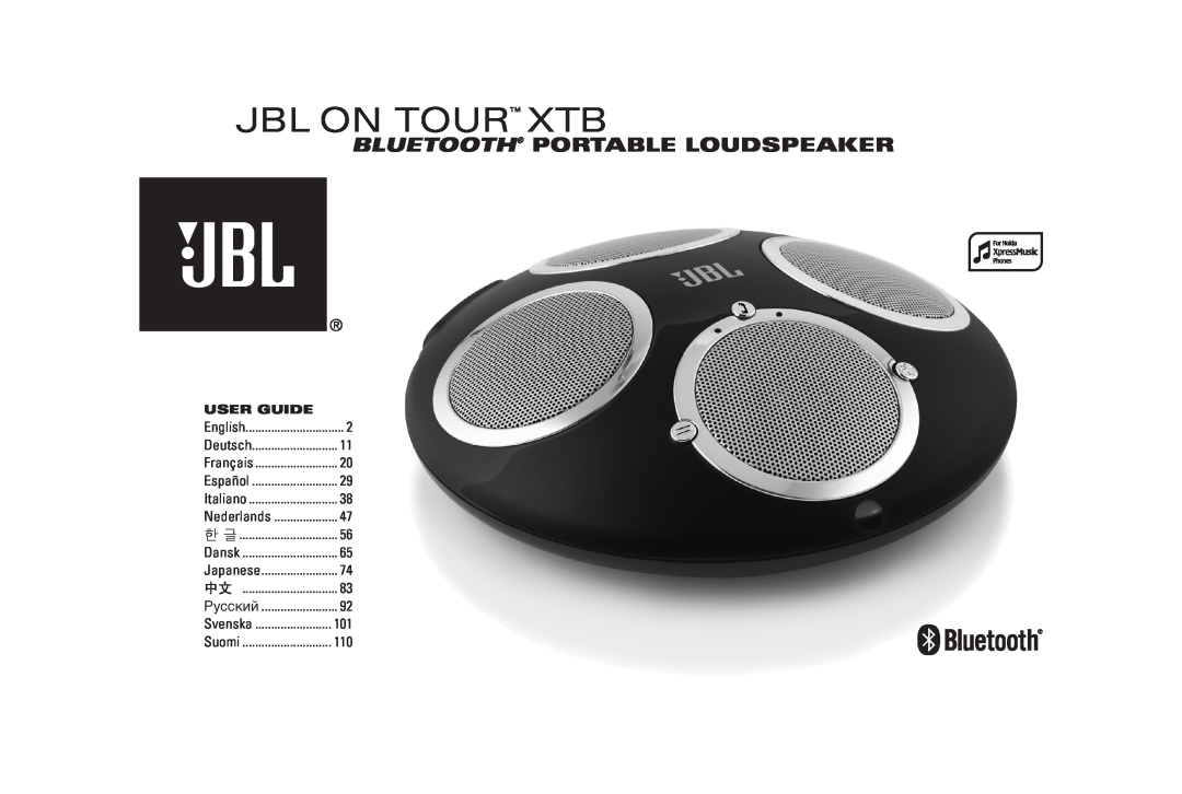 JBL 950-0224-001 manual jbl On TOUR XTB, Bluetooth portable loudspeaker, User Guide 