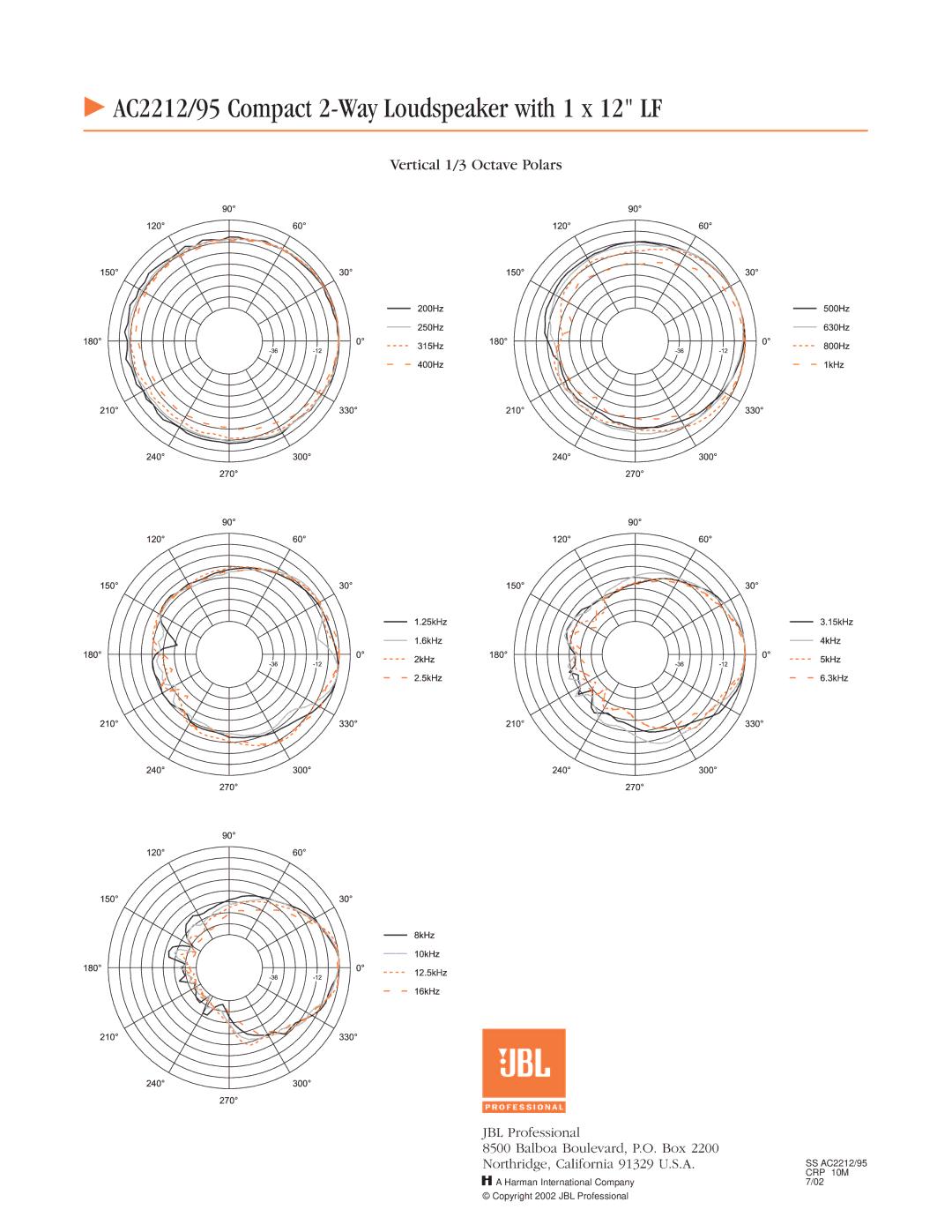 JBL AC2212/00 specifications SS AC2212/95 