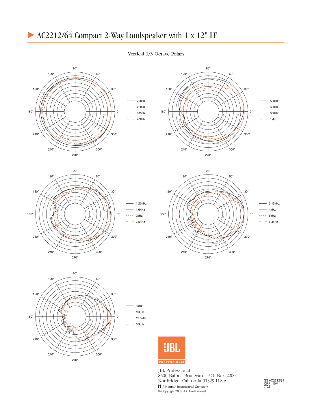 JBL AC2212/00 specifications SS AC2212/64 