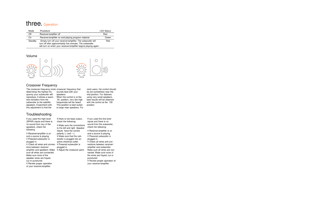 JBL ARC SUB10 Troubleshooting, Mode Procedure, If you used the high-level If there is low bass output, Following 