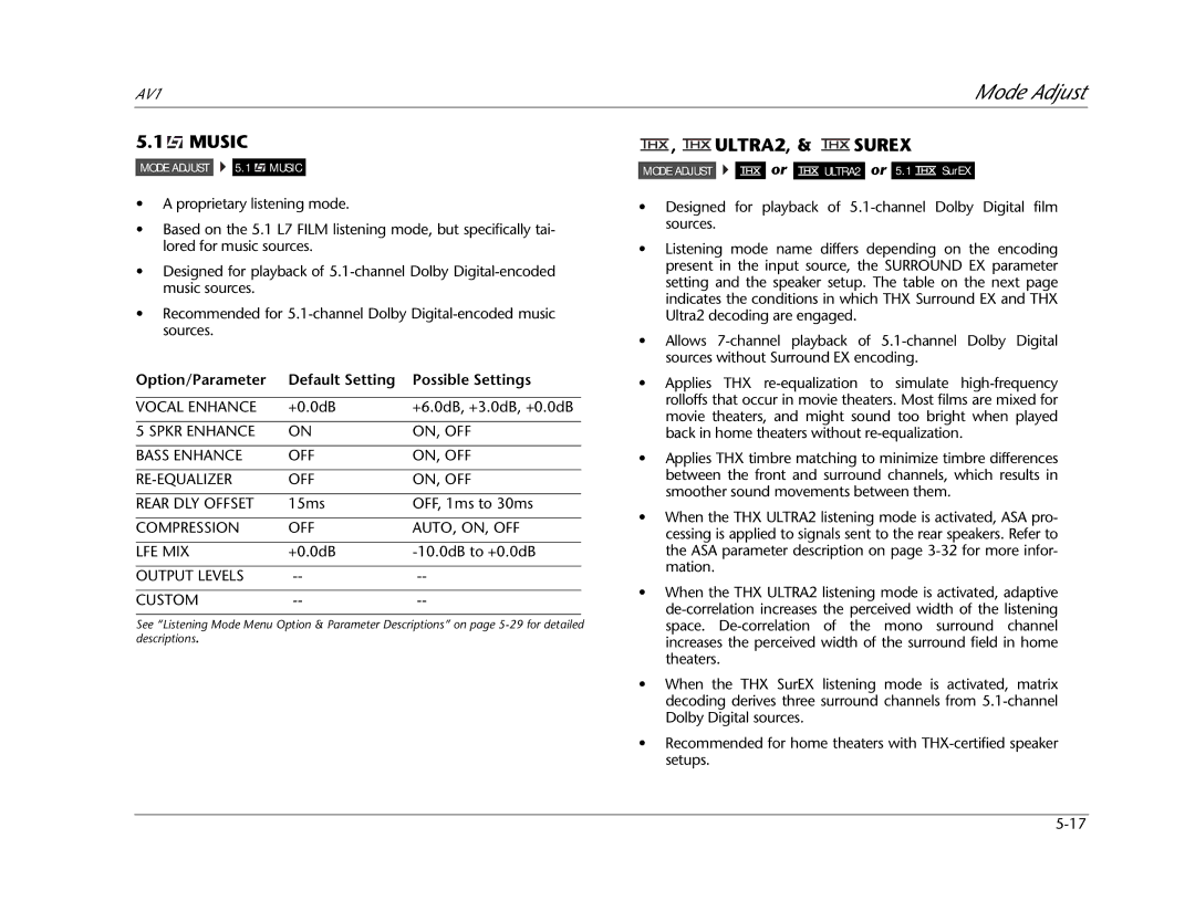 JBL AV1 manual Music 