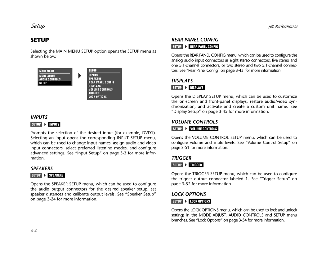 JBL AV1 manual Setup 