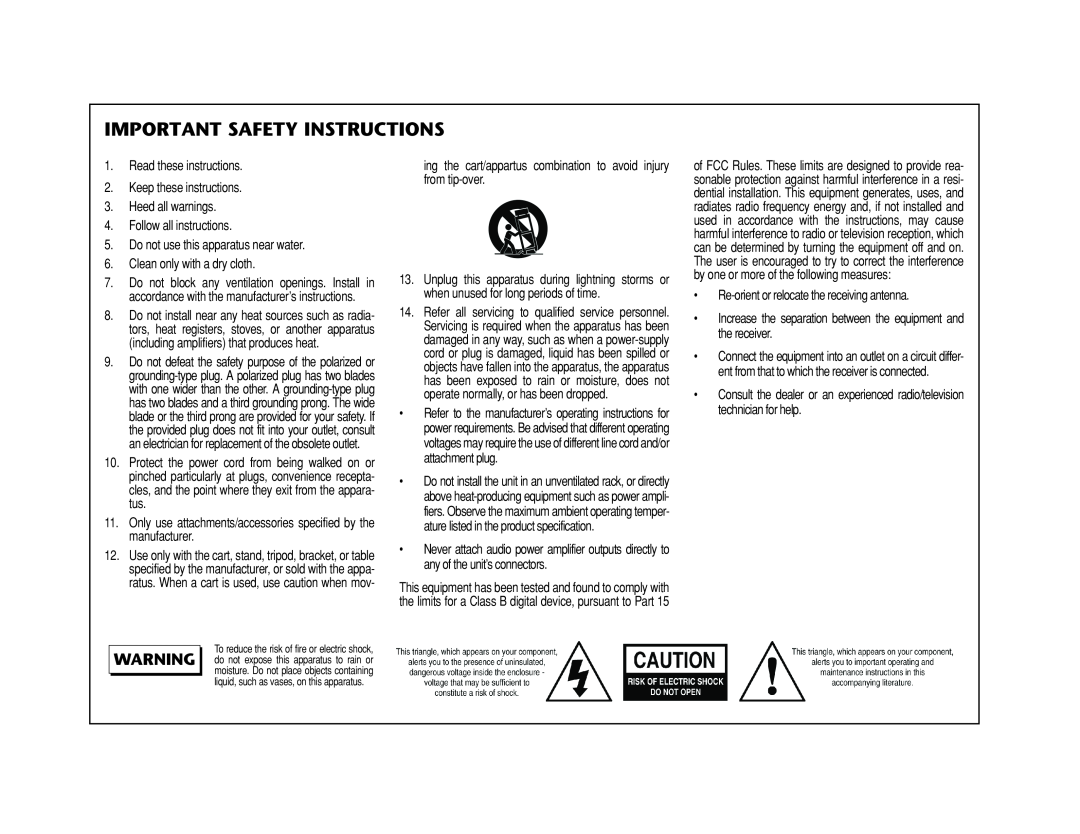 JBL AV1 manual Important Safety Instructions 