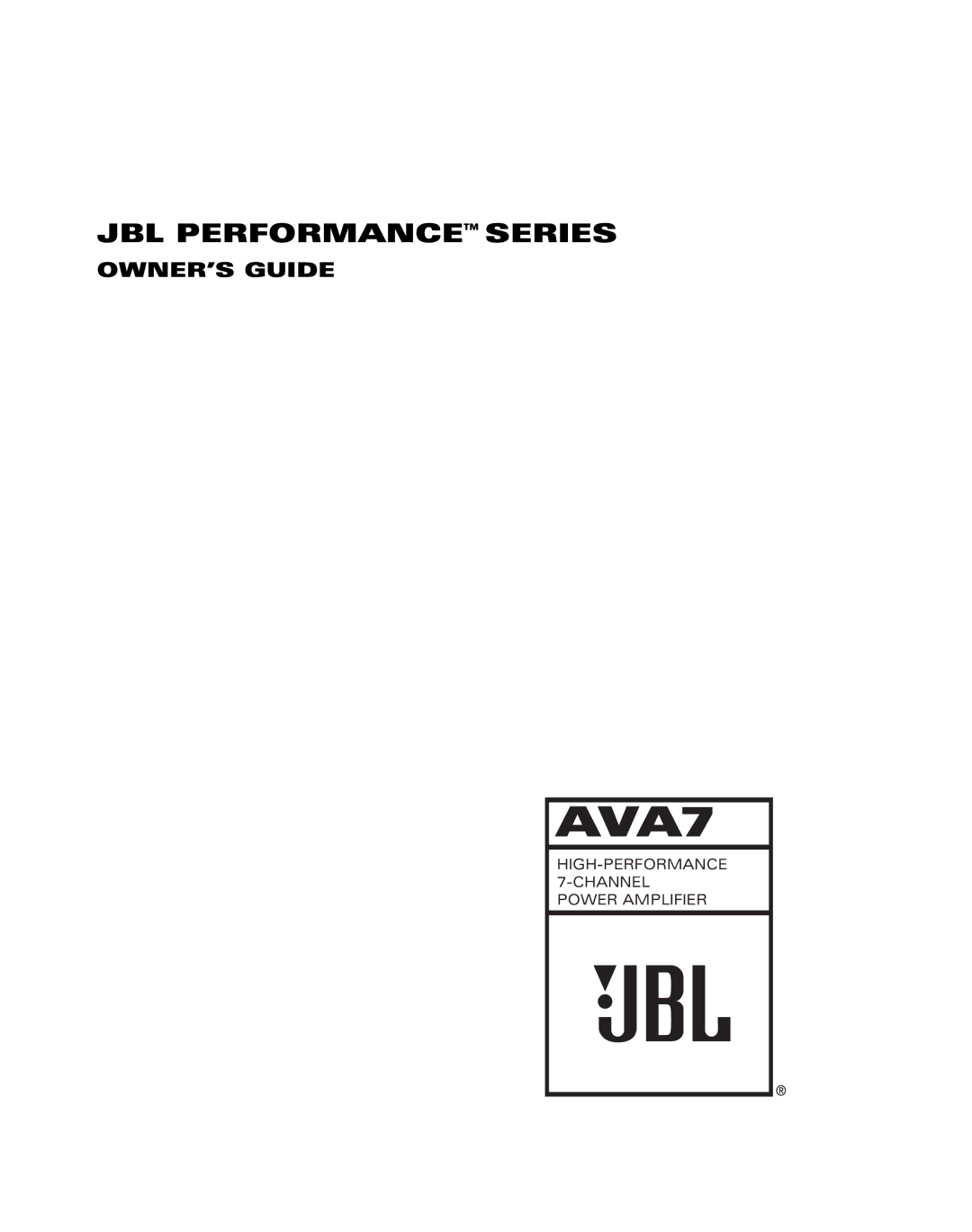 JBL AVA7 manual 