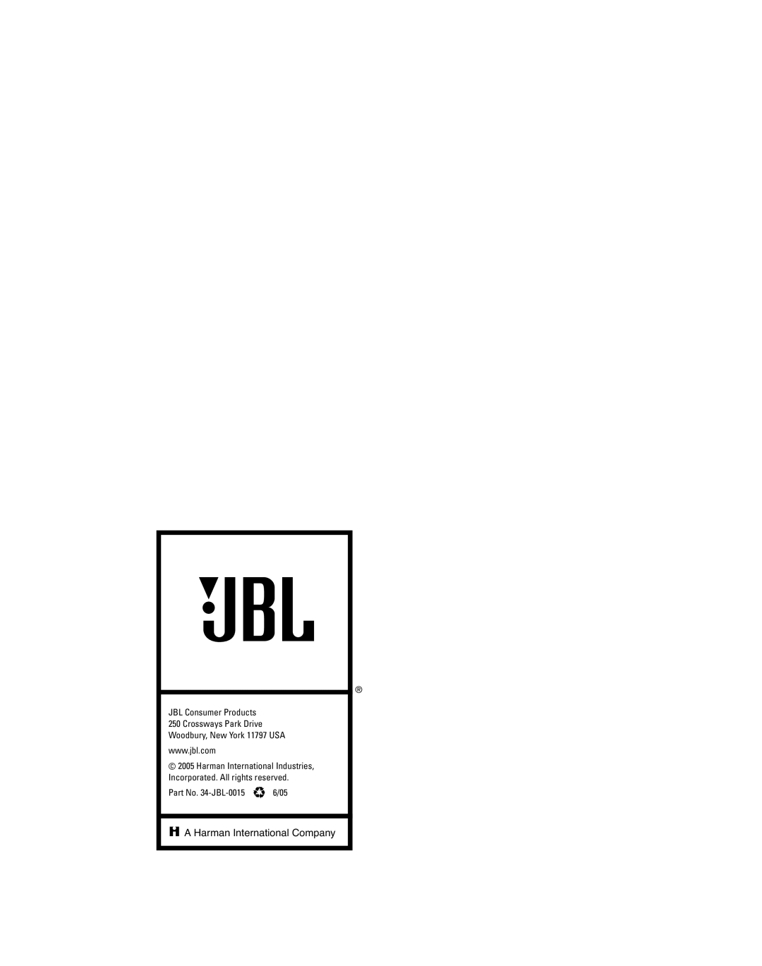 JBL AVA7 manual Harman International Company 