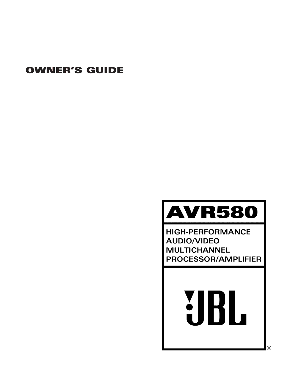 JBL AVR580 manual 