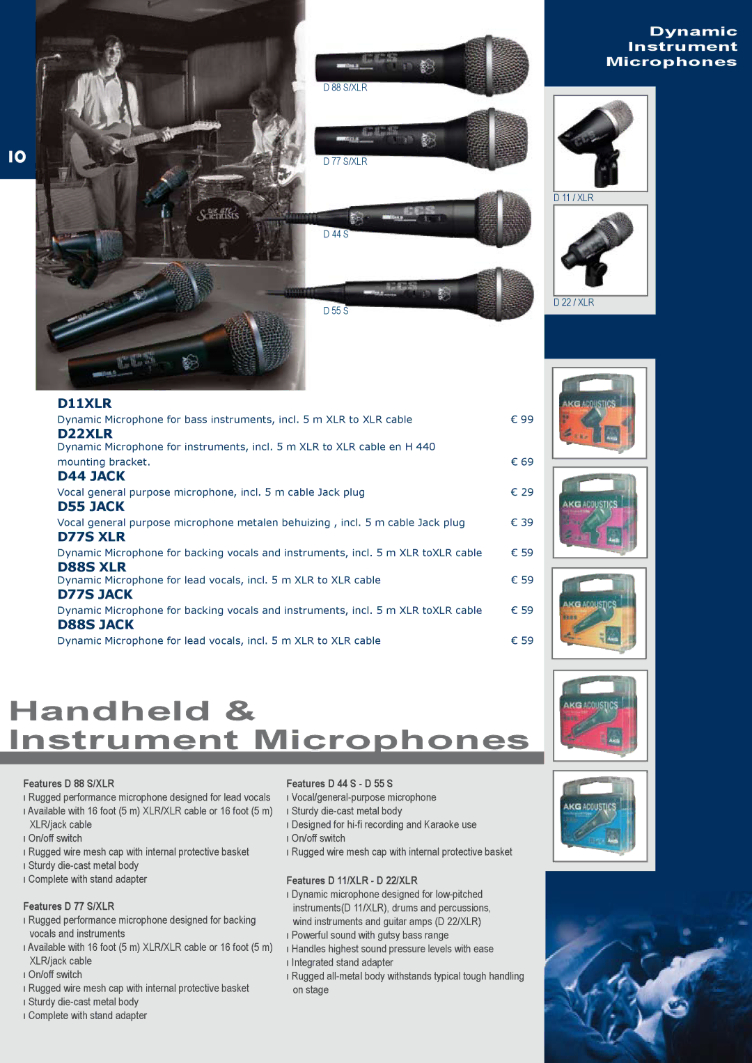 JBL C414B-XLS/ST, C414B-XLII/ST, C414B-XLII+H85 manual Handheld Instrument Microphones 