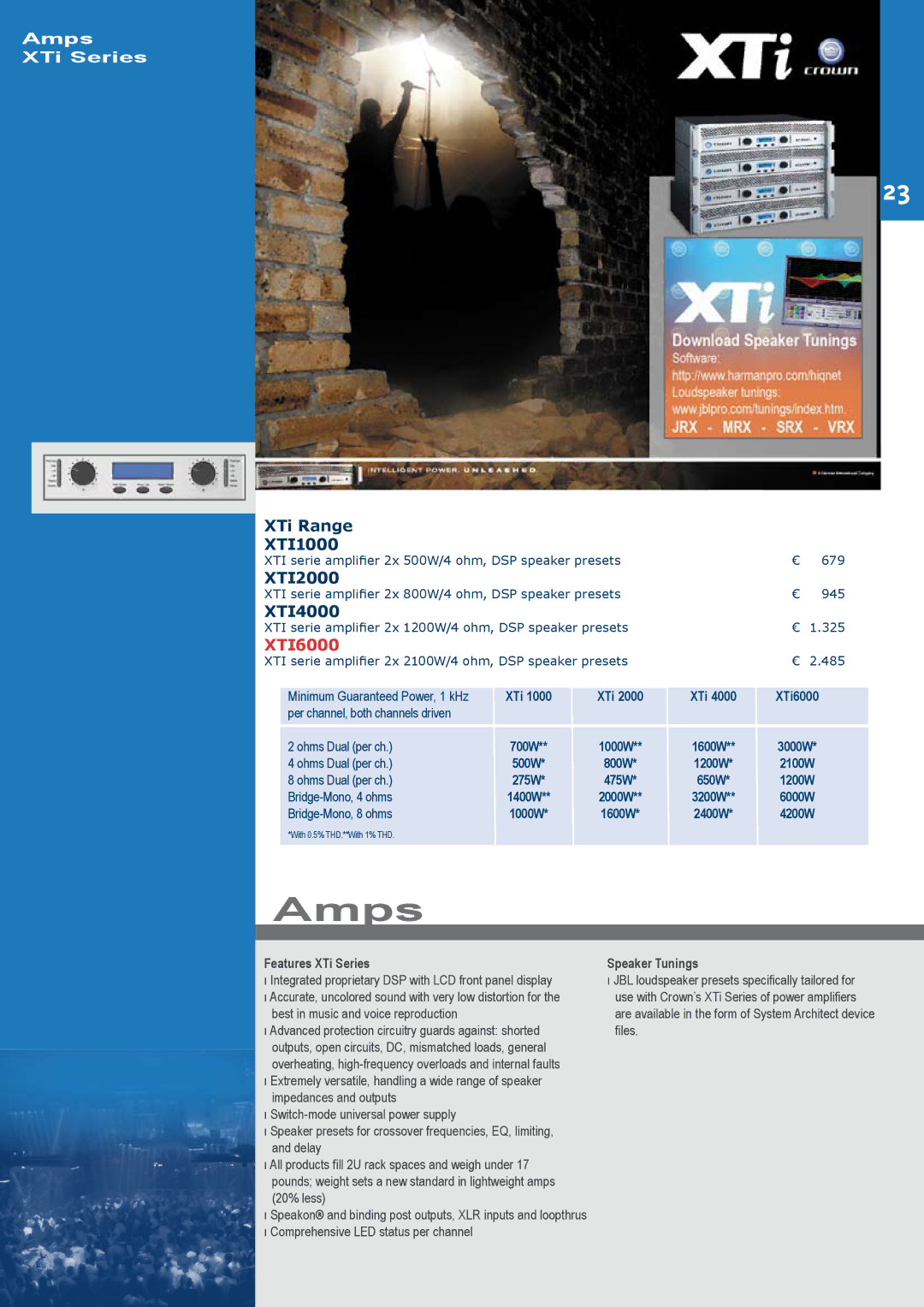 JBL C414B-XLII+H85, C414B-XLII/ST, C414B-XLS/ST manual Amps, Features XTi Series 