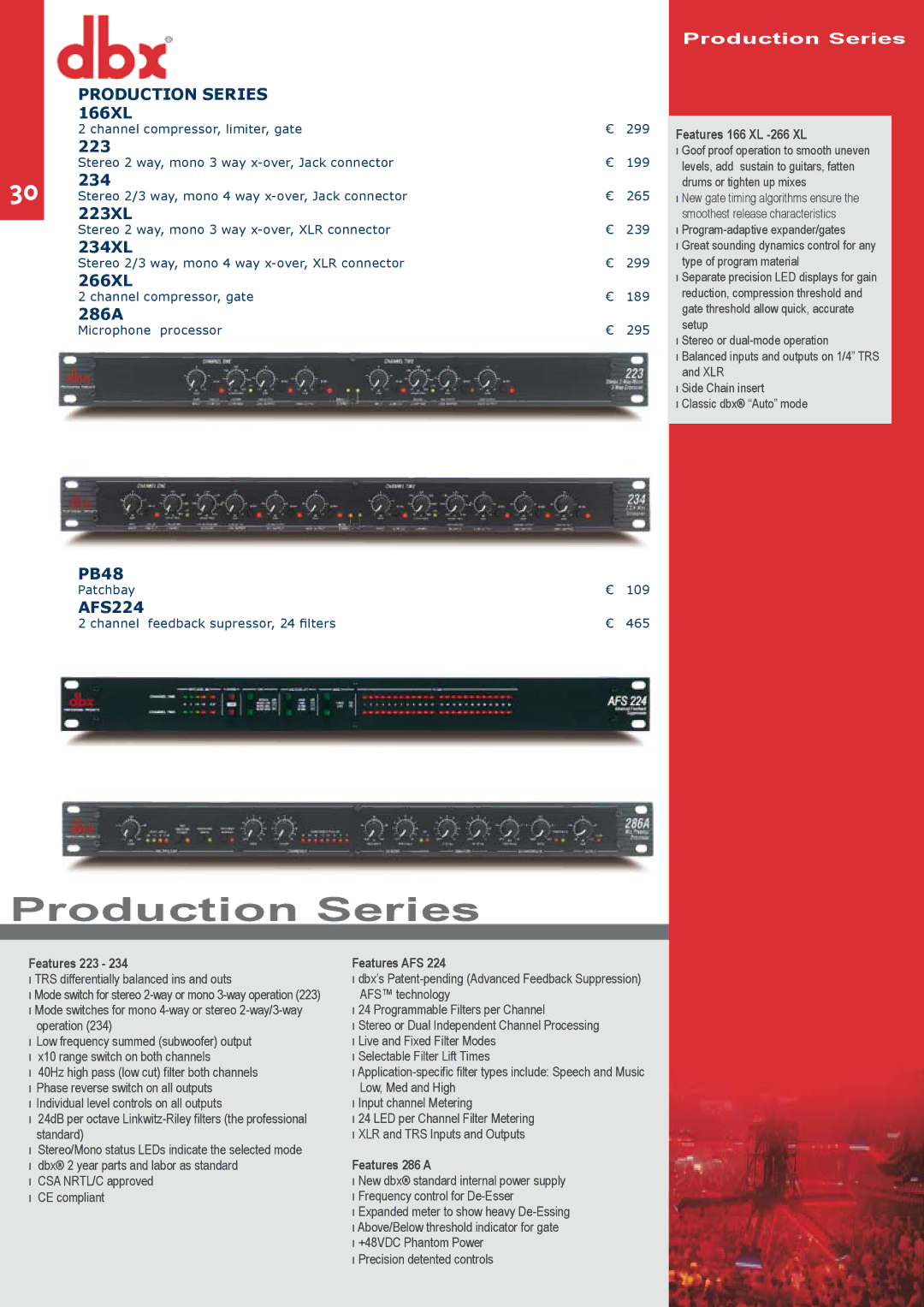 JBL C414B-XLS/ST, C414B-XLII/ST, C414B-XLII+H85 manual Production Series 166XL 