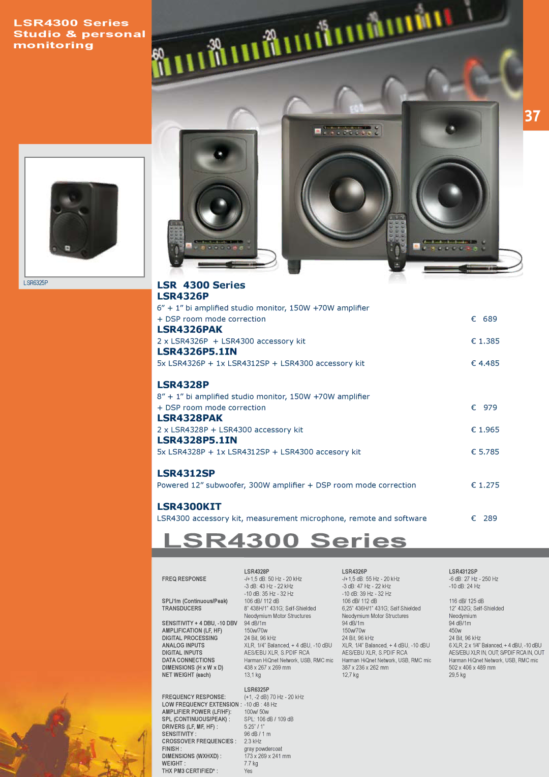 JBL C414B-XLII/ST, C414B-XLS/ST, C414B-XLII+H85 manual LSR4300 Series, LSR4326PAK, LSR4328PAK, LSR4312SP, LSR4300KIT 