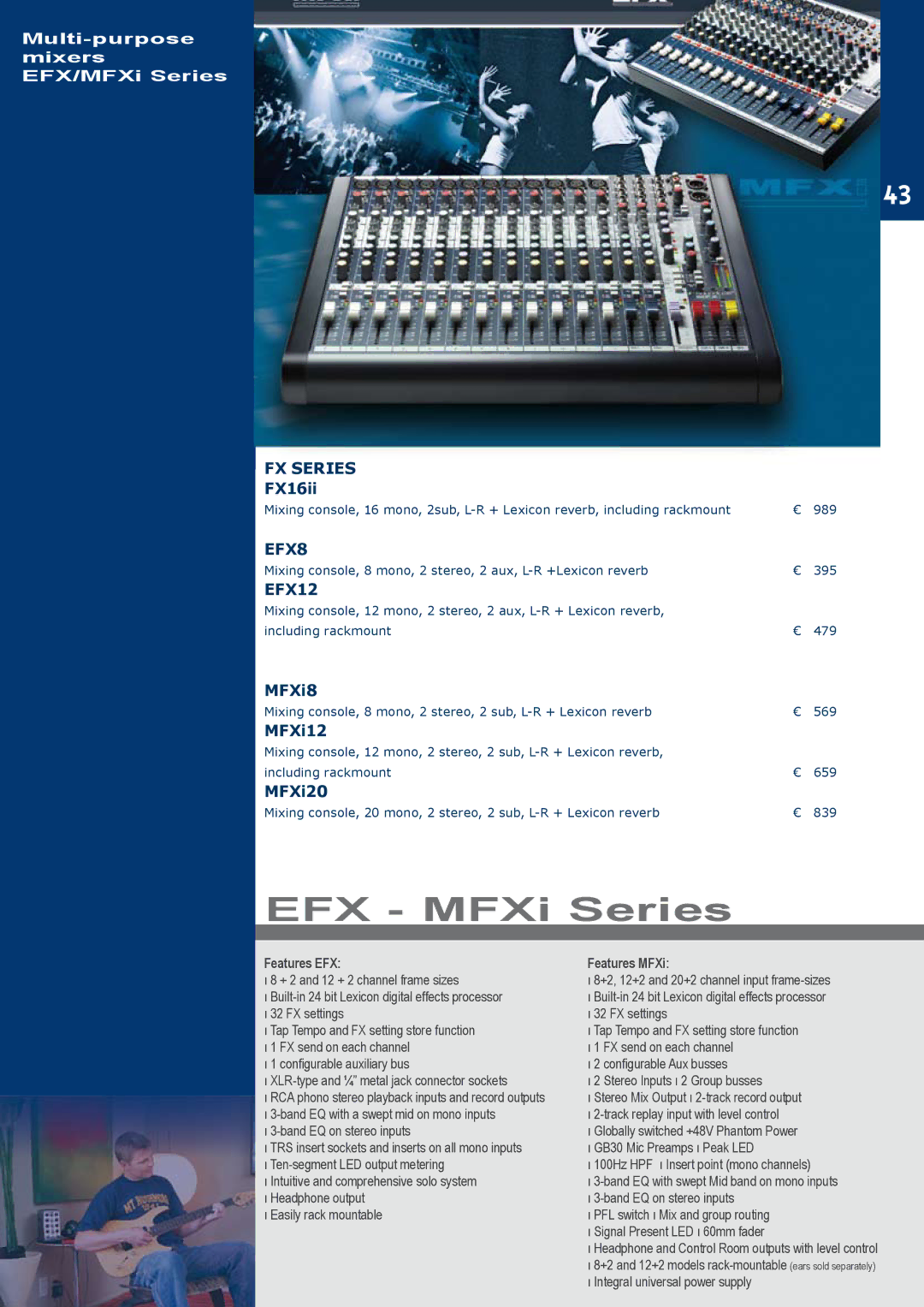 JBL C414B-XLII+H85, C414B-XLII/ST, C414B-XLS/ST manual EFX MFXi Series, FX Series, EFX8, EFX12 