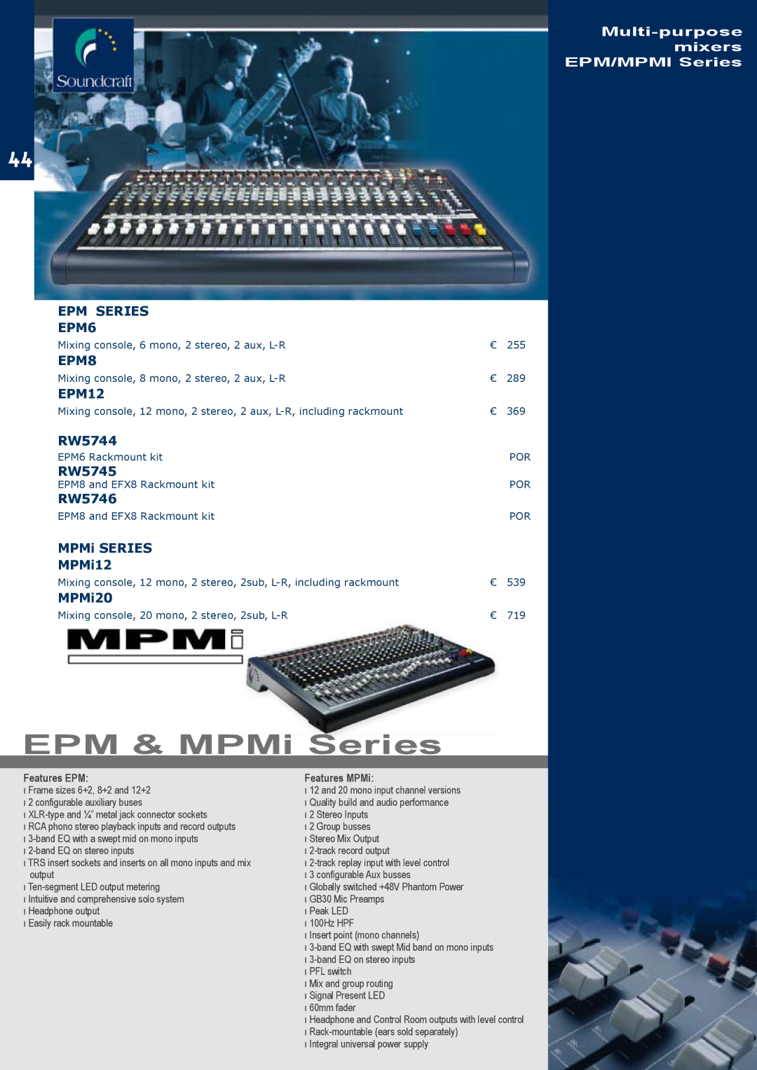 JBL C414B-XLII/ST, C414B-XLS/ST, C414B-XLII+H85 manual EPM & MPMi Series, EPM Series EPM6, EPM8, EPM12 