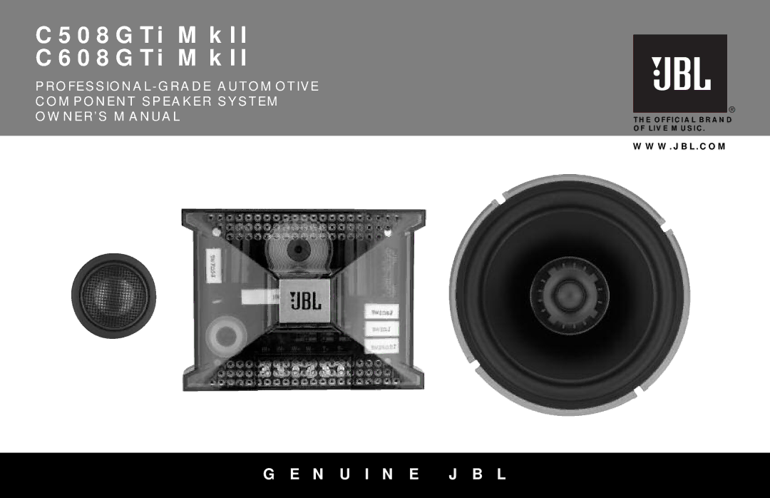 JBL owner manual C508GTi MkII C608GTi MkII 