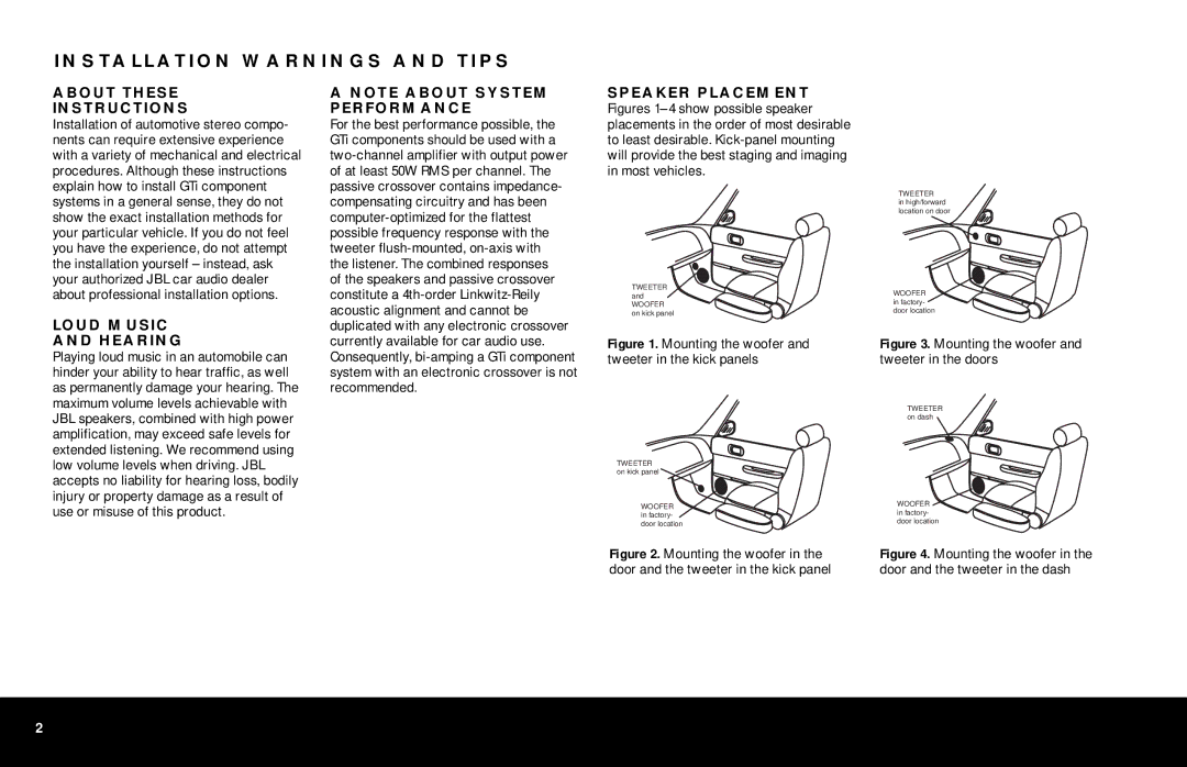 JBL C608GTi MkII, C508GTi MkII owner manual Installation Warnings and Tips, About These Instructions 