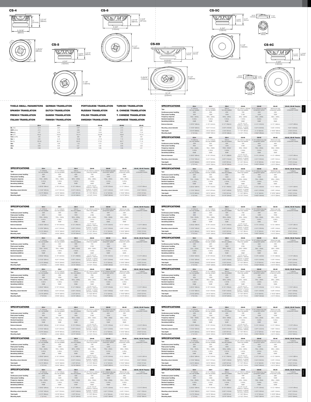 JBL CD Series installation manual CS-4, CS-69, CS-5C 