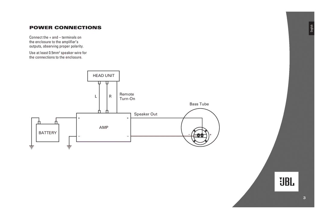 JBL CS1214T, CS1014T owner manual Power Connections 